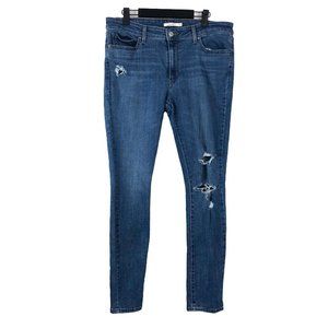 Levi's 711 Skinny Medium Wash Distressed Stretch Ankle Jeans 32